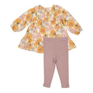 Angel Dear Smocked Tiered Ruffle Dress with Legging, Sunflower Child Size 4T NWT